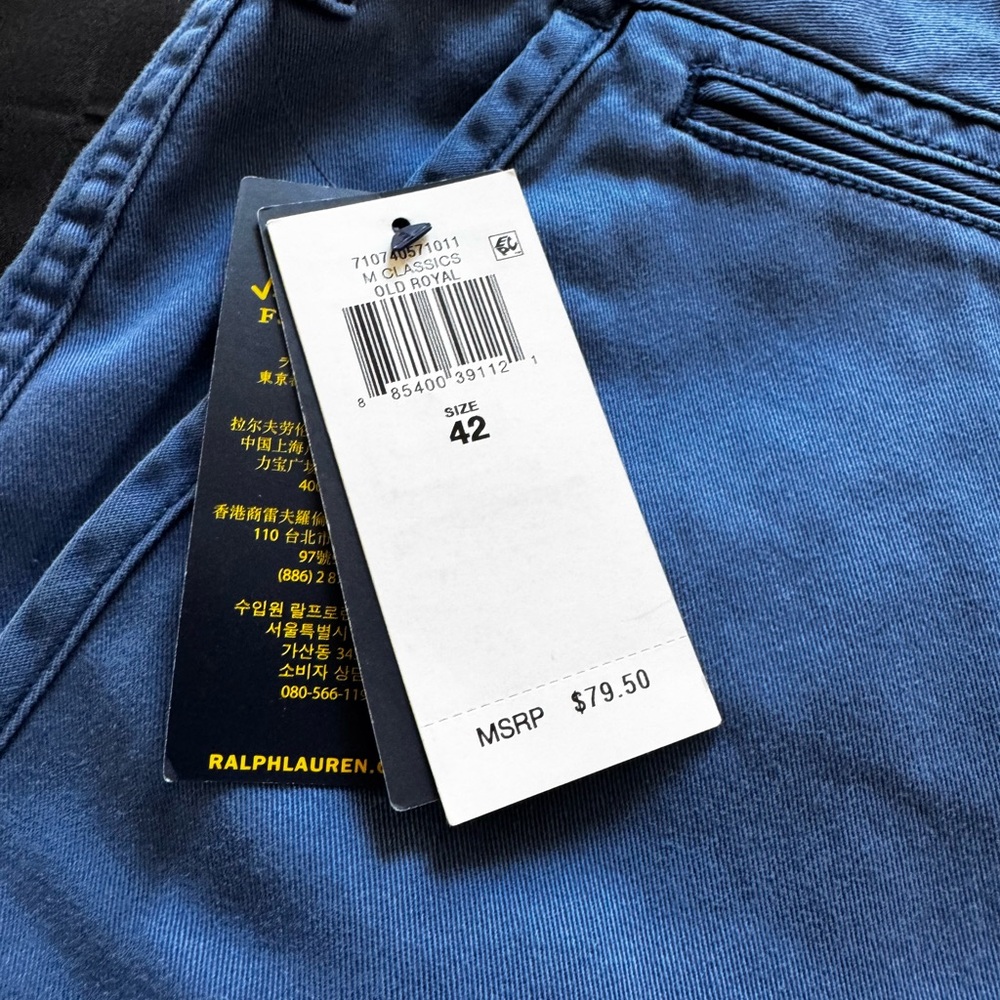Ralph Lauren Men's Blue Chino Pants with Red Pony. Big and tall - Picture 5 of 6